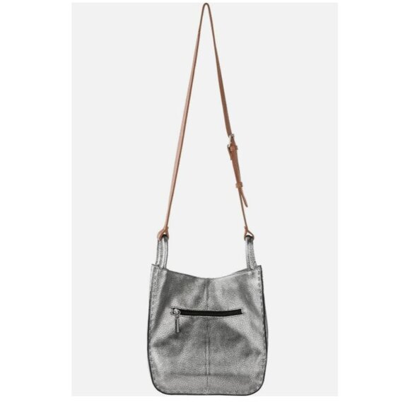 The Sak Los Feliz Dark Silver Pebbled Leather Adjustable Strap Crossbody Bag - Picture 12 of 16